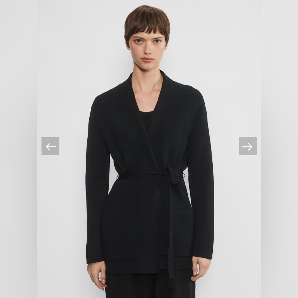Aritzia Babaton Ty Cardigan Short- Black Open-Front Pocket Cardigan NWT Sz M